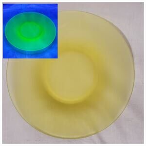 Uranium Glass Ashtray Art Deco Vaseline Frosted Yellow Glass Plate